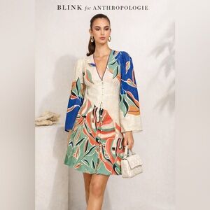 Anthropologie Bl^nk London Dress w Long Bell Sleeves. NWOT Size medium